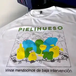 Diseño DTF colorido con personajes simpáticos - Estampado de alta calidad Estampado DTF en remera con ilustración multicolor de frutas y plantas